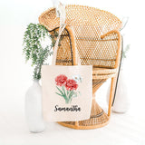 birth month flower tote bag gift for her birthday gifts gift for mom bridesmaid gifts gift for bestfriends travel gift personalized tote bag canvas tote bag birth flowers gift personal flower gift eco friendly bag reusable bag tote shopper