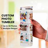 Custom Photo Collage Tumbler, Personalized Tumbler with Photos, Photo Gift for Christmas, Gift for Mom, Grandma, Bridesmaid Gift, Memorial