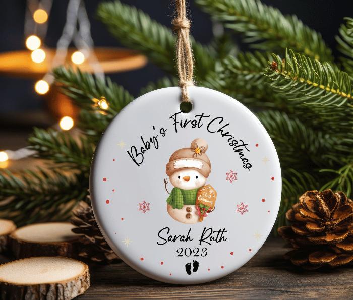 baby's first christmas, personalized bauble, ceramic ornament, first xmas keepsake, baby's first bauble, new parent gift, xmas bauble, baby holiday gift, first Christmas 2023, new baby gift, ceramic decoration, my 1st christmas, 2023 ornament