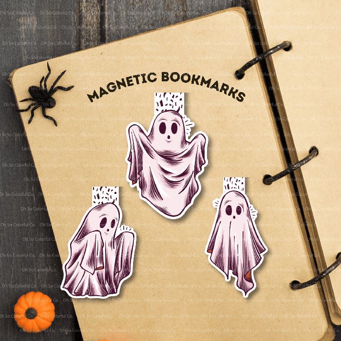 halloween ghost bookmark, book lover bookmarks, magnetic bookmark, gift for readers, bookstagram, booktok, bookish bookmark, bookmark set, gift for bookworms, bookish gift, book accessories, halloween bookish gift, handmade bookmark, book accessories