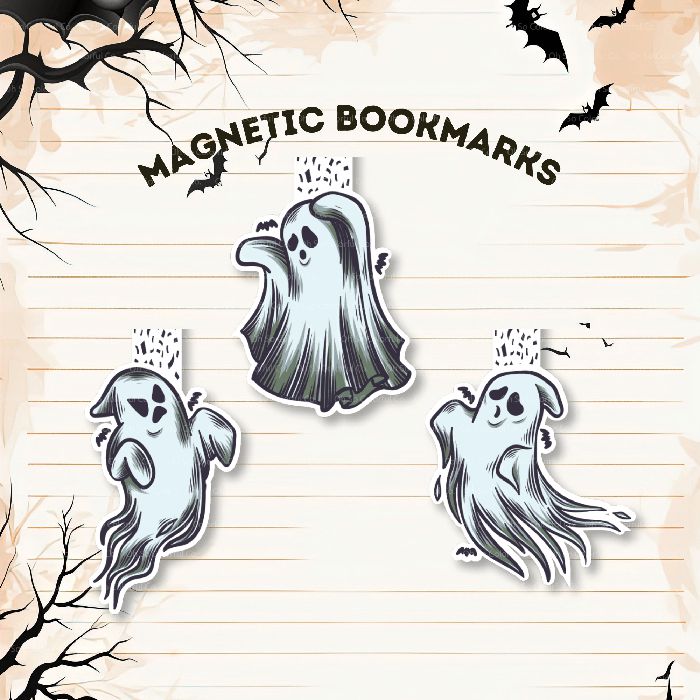 halloween ghost bookmark, book lover bookmarks, magnetic bookmark, gift for readers, bookstagram, booktok, bookish bookmark, bookmark set, gift for bookworms, bookish gift, book accessories, halloween bookish gift, handmade bookmark, book accessories