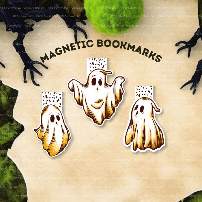 halloween ghost bookmark, book lover bookmarks, magnetic bookmark, gift for readers, bookstagram, booktok, bookish bookmark, bookmark set, gift for bookworms, bookish gift, book accessories, halloween bookish gift, handmade bookmark, book accessories