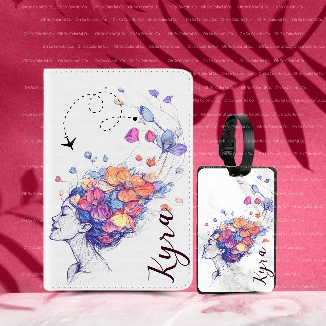 Birth Flower Passport Holder, Luggage Tag, Personalized Gift for Traveler, Bridesmaid Gift, Christmas Gift for Women, Travel Gift, Christmas