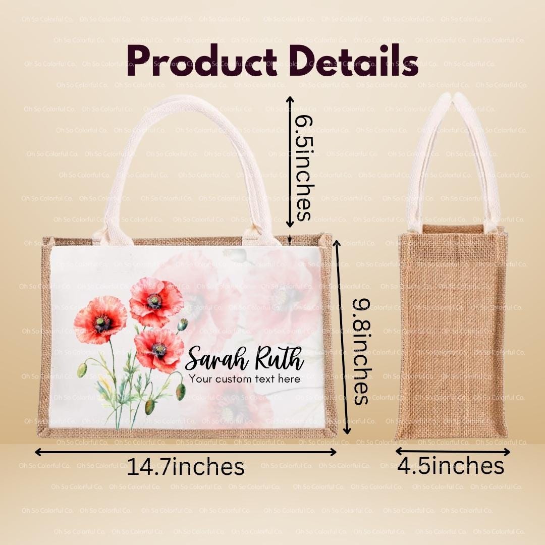 birth month flower burlap tote bag gift for her birthday gifts gift for mom bridesmaid gifts gift for bestfriends travel gift eco friendly bag reusable bag christmas gift bridesmaid proposal canvas tote bag reusable bag tote shopper flower bag gift