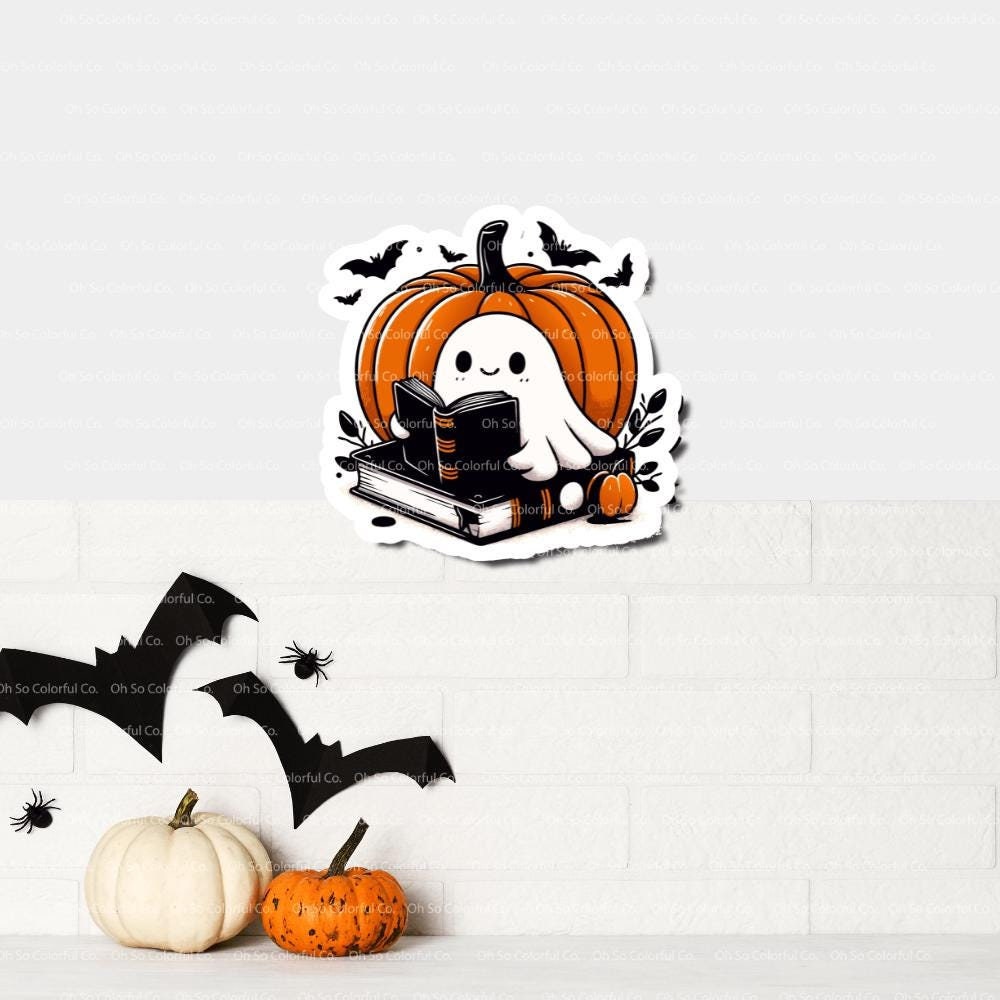 halloween ghost spooky halloween ghost sticker womens halloween halloween party halloween stickers cute ghost sticker bookish sticker retro ghost sticker book lover gift reader gift cute spooky halloween gift