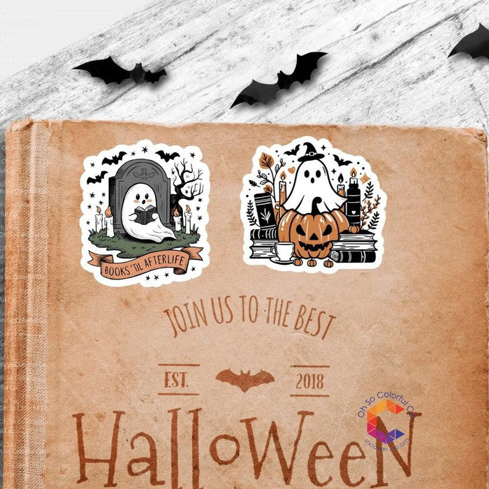 halloween ghost spooky halloween ghost sticker womens halloween halloween party halloween stickers cute ghost sticker bookish sticker retro ghost sticker book lover gift reader gift cute spooky halloween gift