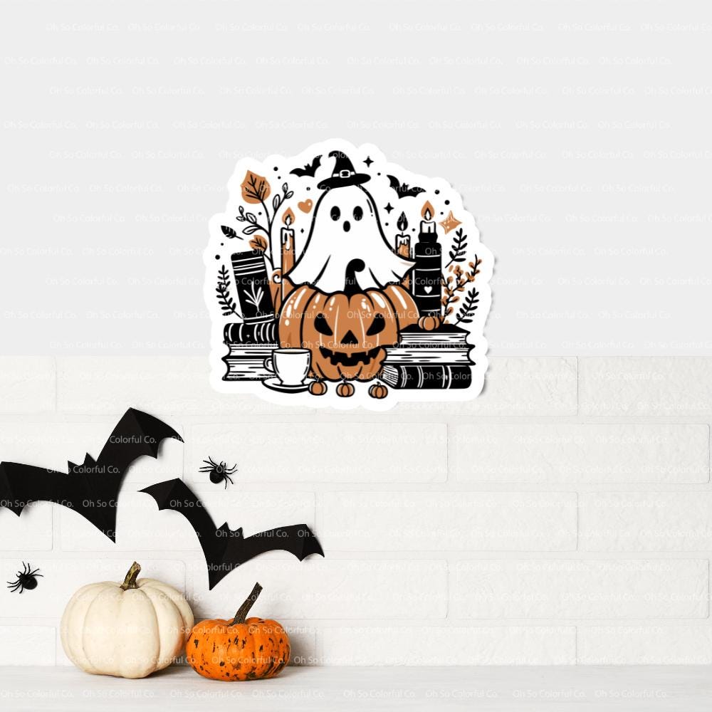 halloween ghost spooky halloween ghost sticker womens halloween halloween party halloween stickers cute ghost sticker bookish sticker retro ghost sticker book lover gift reader gift cute spooky halloween gift