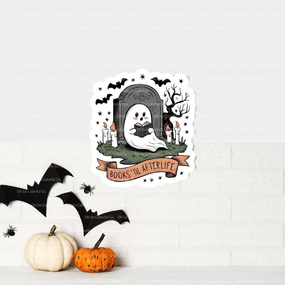 halloween ghost spooky halloween ghost sticker womens halloween halloween party halloween stickers cute ghost sticker bookish sticker retro ghost sticker book lover gift reader gift cute spooky halloween gift