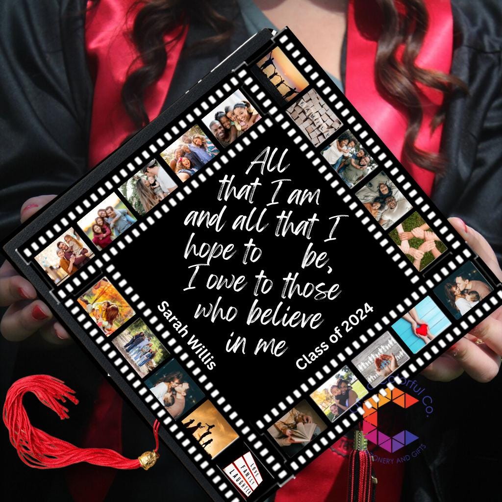 Modified Student Cap Custom Photo Collage Graduation Cap Topper – OhSoColorful Co.