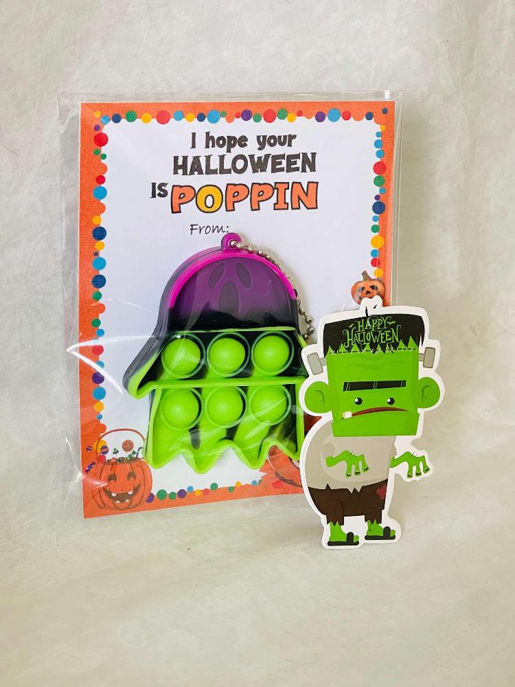 Halloween Kids Party Favor Gift, Classroom Treat Favor Goody Bag, Pop-it Keychain for Classroom, Trunk or Treat, NonCandy Gift, SOLD IN SETS