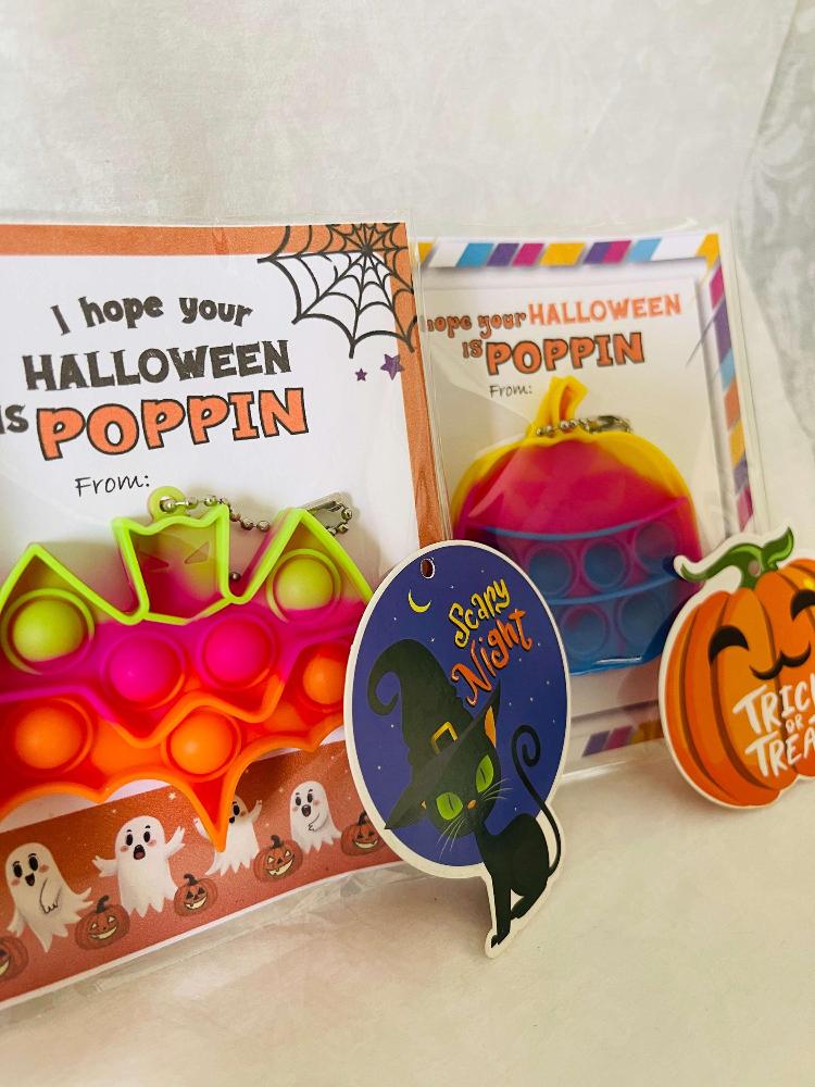 Halloween Kids Party Favor Gift, Classroom Treat Favor Goody Bag, Pop-it Keychain for Classroom, Trunk or Treat, NonCandy Gift, SOLD IN SETS