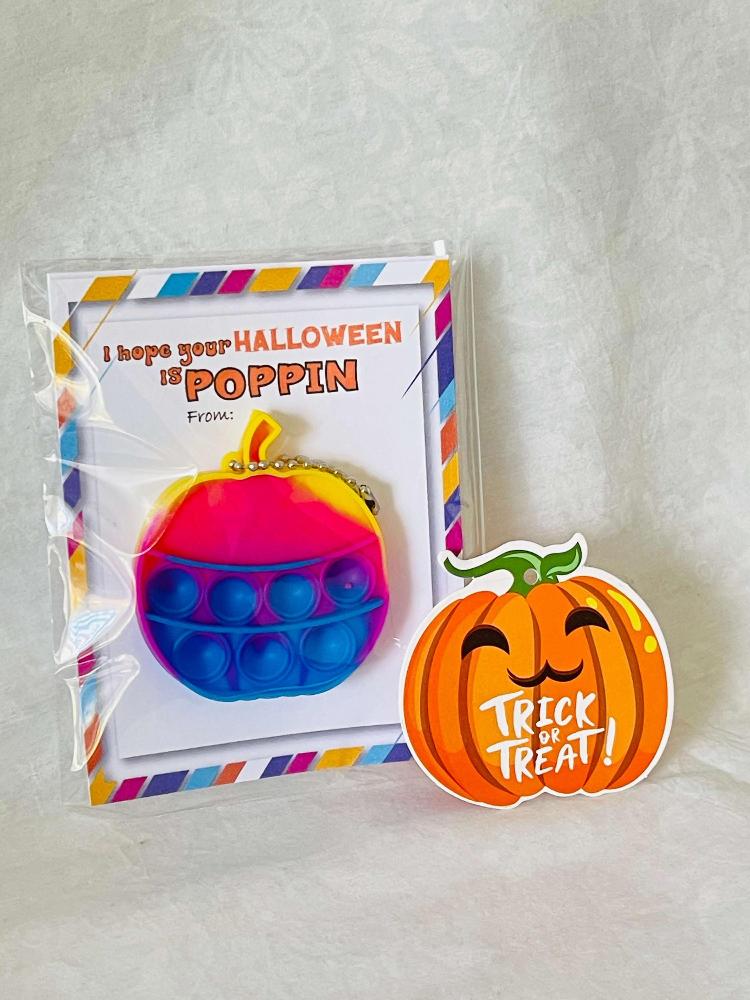 Halloween Kids Party Favor Gift, Classroom Treat Favor Goody Bag, Pop-it Keychain for Classroom, Trunk or Treat, NonCandy Gift, SOLD IN SETS