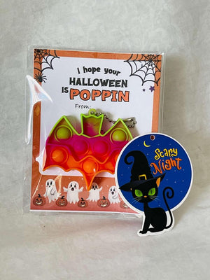 Halloween Kids Party Favor Gift, Classroom Treat Favor Goody Bag, Pop-it Keychain for Classroom, Trunk or Treat, NonCandy Gift, SOLD IN SETS