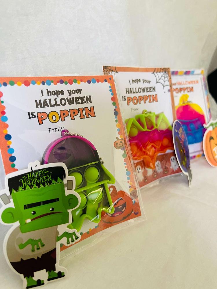 Halloween Kids Party Favor Gift, Classroom Treat Favor Goody Bag, Pop-it Keychain for Classroom, Trunk or Treat, NonCandy Gift, SOLD IN SETS