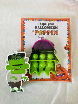 Halloween Kids Party Favor Gift, Classroom Treat Favor Goody Bag, Pop-it Keychain for Classroom, Trunk or Treat, NonCandy Gift, SOLD IN SETS