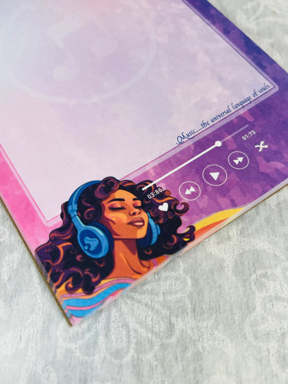 Melanin & Music Aesthetic Cute Memo Pad - Oh So Colorful Co.
