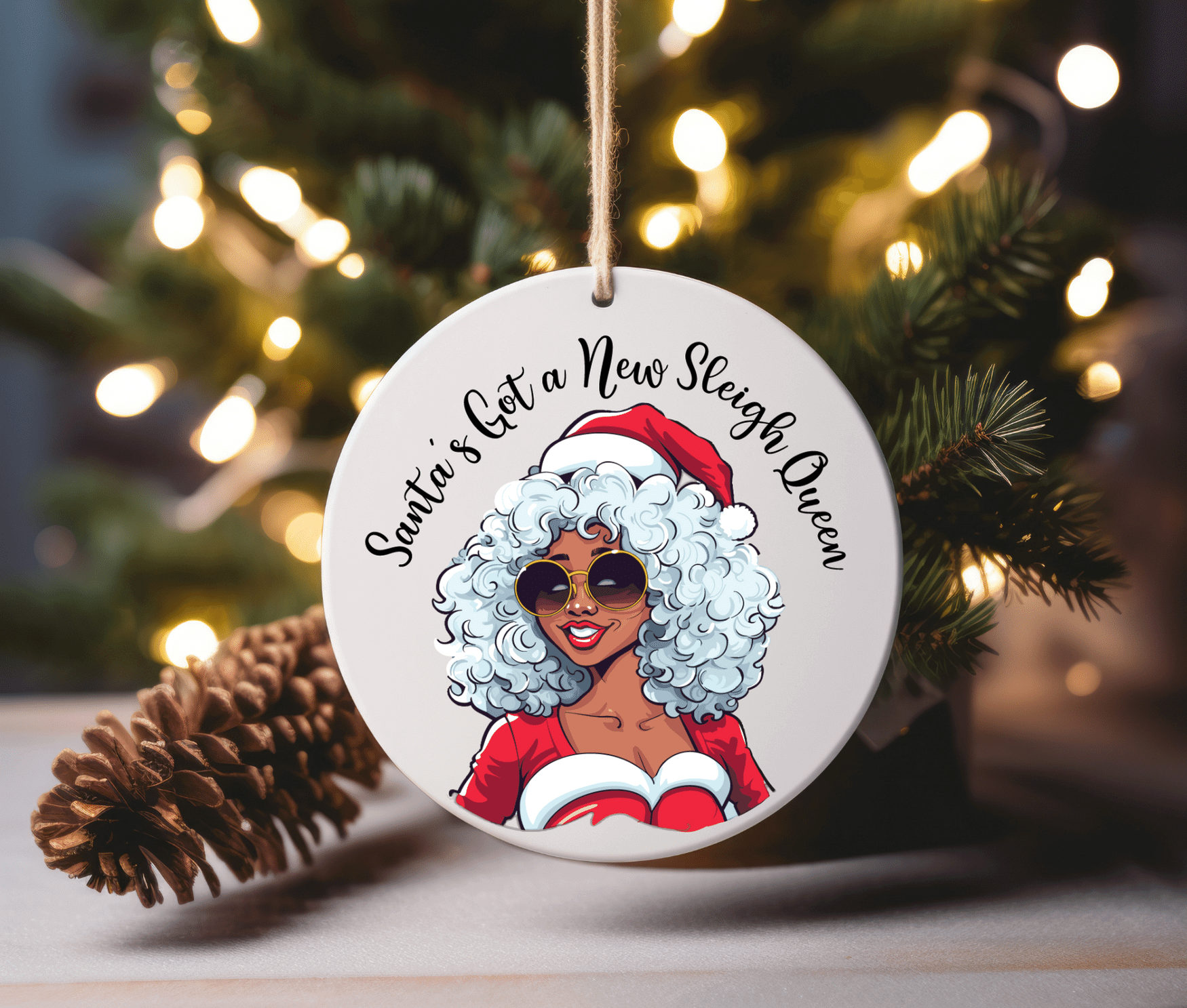 Santa's Sleigh Queen Christmas Ornament – OhSoColorful Co.