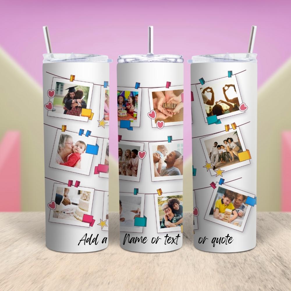 Custom Photo Collage Tumbler, Personalized Tumbler with Photos, Photo Gift for Christmas, Gift for Mom, Grandma, Bridesmaid Gift, Memorial