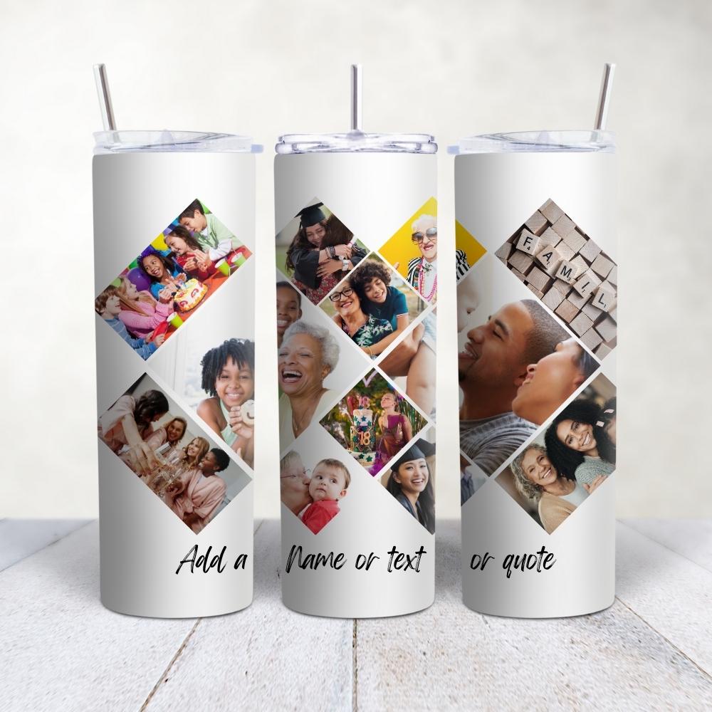 Custom Photo Collage Tumbler, Personalized Tumbler with Photos, Photo Gift for Christmas, Gift for Mom, Grandma, Bridesmaid Gift, Memorial