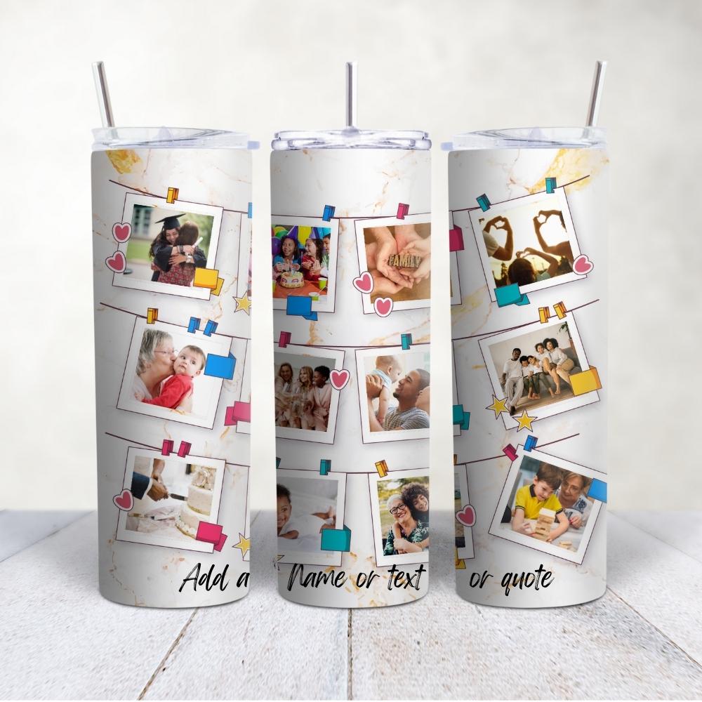 Custom Photo Collage Tumbler, Personalized Tumbler with Photos, Photo Gift for Christmas, Gift for Mom, Grandma, Bridesmaid Gift, Memorial