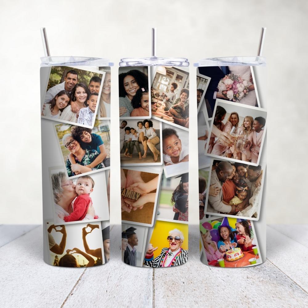 Custom Photo Collage Tumbler, Personalized Tumbler with Photos, Photo Gift for Christmas, Gift for Mom, Grandma, Bridesmaid Gift, Memorial