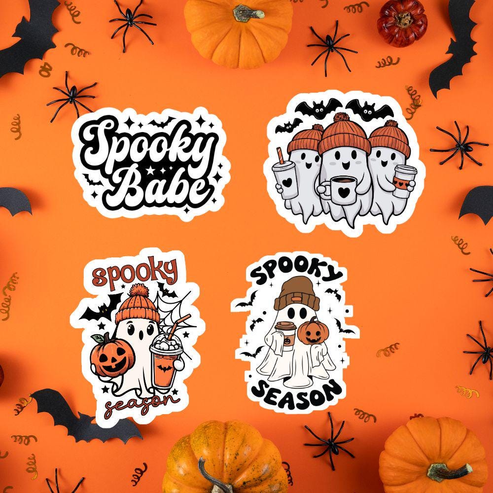 spooky babe spooky season halloween sticker halloween gift halloween ghost womens halloween cute ghost sticker laptop stickers water bottle sticker halloween season art cute fall sticker halloween party laptop decals