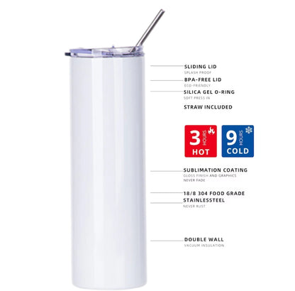 Personalized Skinny Tumbler with Slide Lid & Stainless Straw - The
