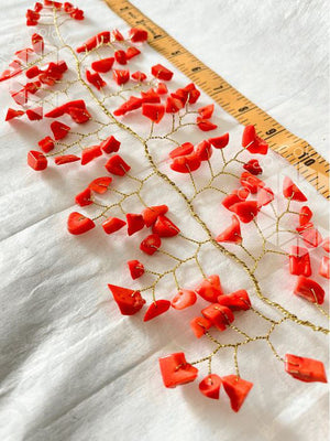 Nigerian traditional wedding igbo bride coral hair vine, okuku coral hair vine, Bridal coral hair vine, hair vine for brides, Nigerian traditional hair accessory, coral hair pin, edo bride hair accessory, igbo bride traditional wedding hair accessory, bridal accessory bridal hairpiece bridal hair vine gold hair vine