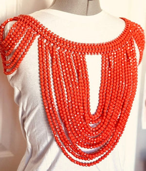 Nigerian Wedding Coral Shoulder Beads | Igbo Bride Shoulder Beads Cape | Edo Bride Coral Beads | Nigerian Wedding Shoulder Cape Beads