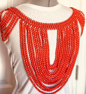 Nigerian Wedding Coral Shoulder Beads | Igbo Bride Shoulder Beads Cape | Edo Bride Coral Beads | Nigerian Wedding Shoulder Cape Beads