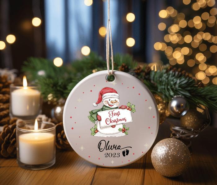 baby&#39;s first christmas, personalized bauble, ceramic ornament, first xmas keepsake, baby&#39;s first bauble, new parent gift, xmas bauble, baby holiday gift, first Christmas 2023, new baby gift, ceramic decoration, my 1st christmas, 2023 ornament