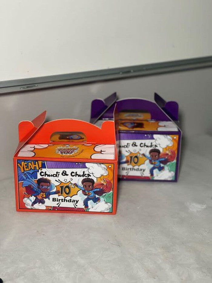 Custom Party kids party favor box, princess party favor box, disney party favor box, superhero kids party favor box, 