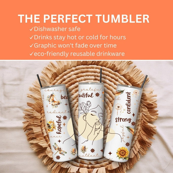 daily reminders cup motivational cup mental health cup affirmations tumbler gift for her tumbler with straw personalized tumbler daily affirmations skinny tumbler gift positive tumbler best friend gift valentines gift tumblerful gift