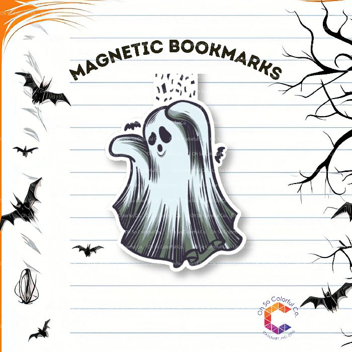 halloween ghost bookmark, book lover bookmarks, magnetic bookmark, gift for readers, bookstagram, booktok, bookish bookmark, bookmark set, gift for bookworms, bookish gift, book accessories, halloween bookish gift, handmade bookmark, book accessories 