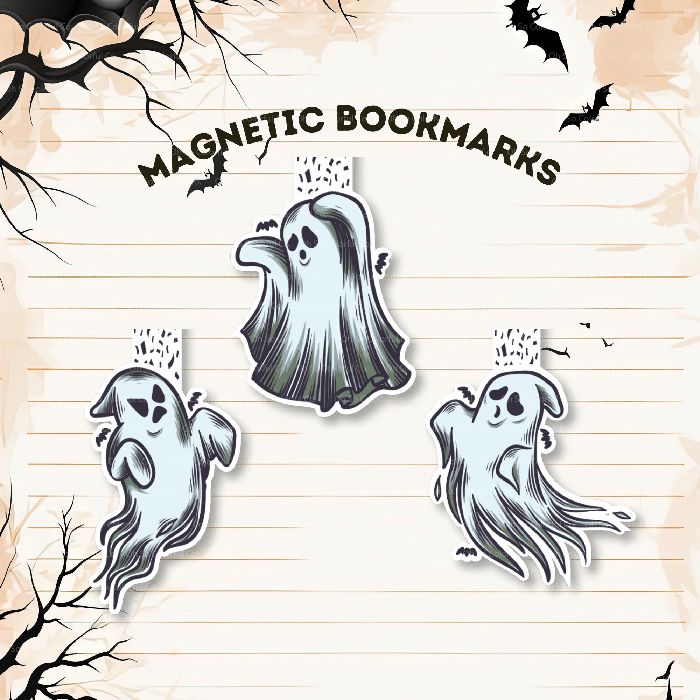 halloween ghost bookmark, book lover bookmarks, magnetic bookmark, gift for readers, bookstagram, booktok, bookish bookmark, bookmark set, gift for bookworms, bookish gift, book accessories, halloween bookish gift, handmade bookmark, book accessories 