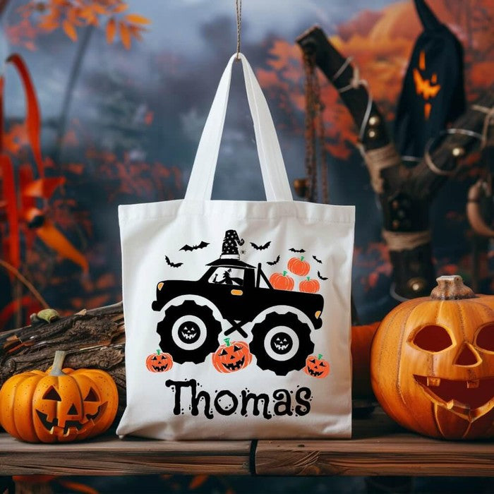 halloween treat bags trick or treat bag kids halloween bag custom candy bag personalized gift halloween gifts personalized tote candy bag for kids halloween tote bag halloween candy bag canvas halloween oogie boogie not so scary monster truck bag