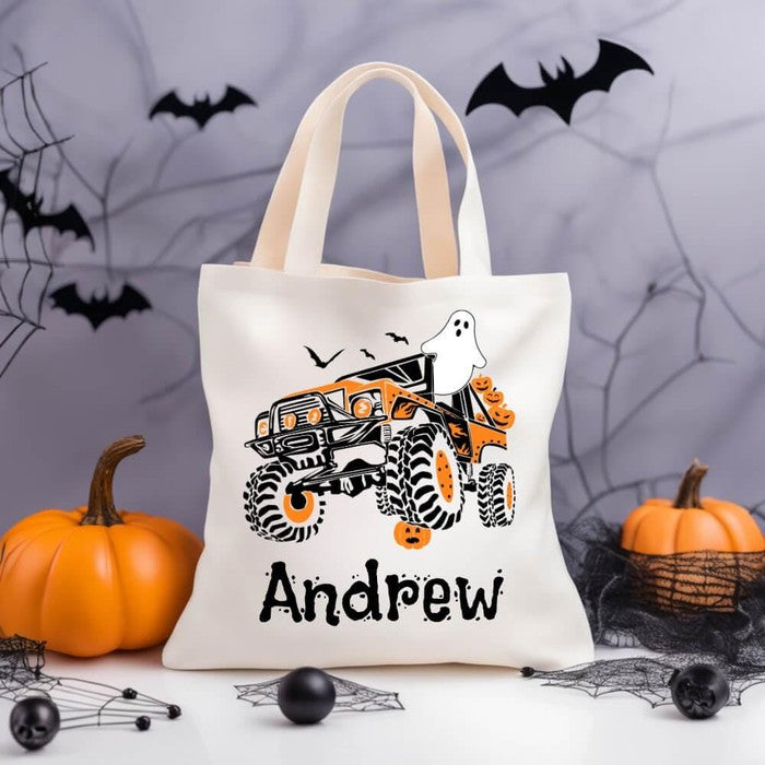 halloween treat bags trick or treat bag kids halloween bag custom candy bag personalized gift halloween gifts personalized tote candy bag for kids halloween tote bag halloween candy bag canvas halloween oogie boogie not so scary monster truck bag