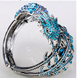 Peacock Silver And Rhinestone Statement Cuff - back view