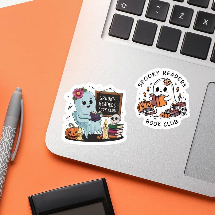 halloween gift halloween ghost halloween sticker cute ghost sticker vinyl stickers laptop stickers laptop decals kindle stickers bookish accessory book lover gift book club sticker bookish stickers booktok stickers reading ghost bookish things