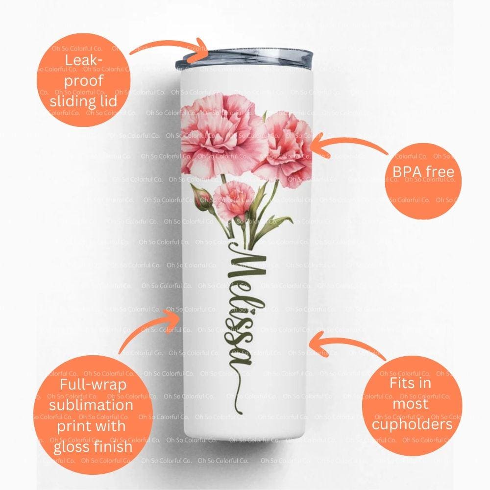 Personalized Birth Flower Tumbler with Straw, Bridal Party Bridesmaid Proposal Gift, Gift for Her Birthday, Flower Tumbler, Mothers day gift