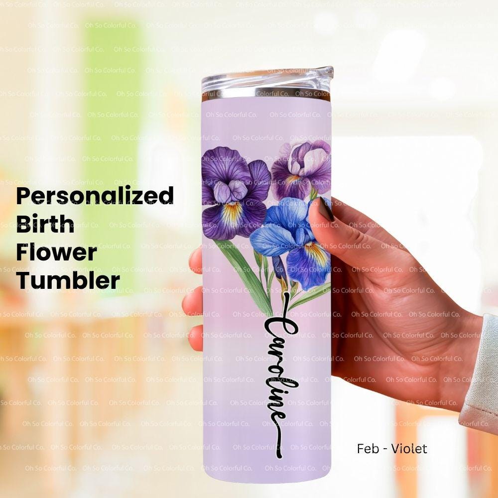 Personalized Birth Flower Tumbler with Straw, Bridal Party Bridesmaid Proposal Gift, Gift for Her Birthday, Flower Tumbler, Mothers day gift