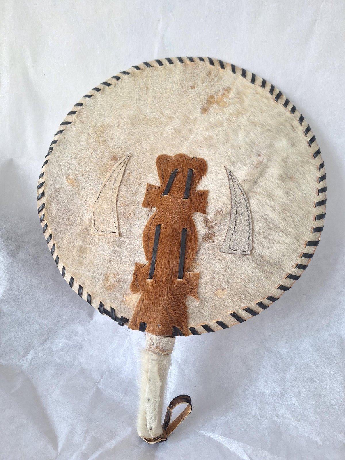 Akupe Hand Fan: Igbo Traditional Wedding Fan, Nigerian Bridal and Groom Fan, Yoruba Edo - front view