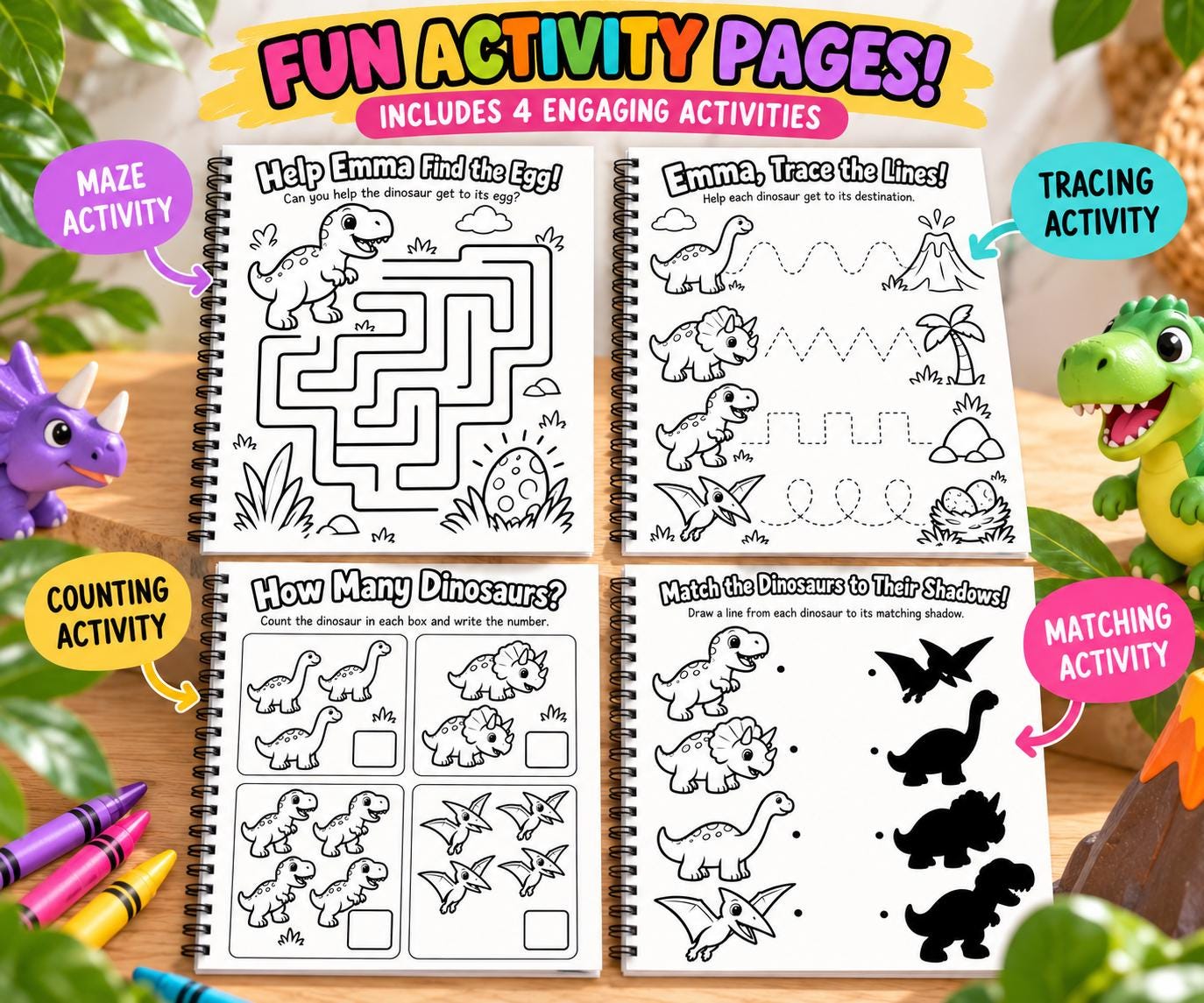 Personalized Children's Coloring Book, Custom Name, Dinosaur Theme (Ages 3-8) - additional view 14