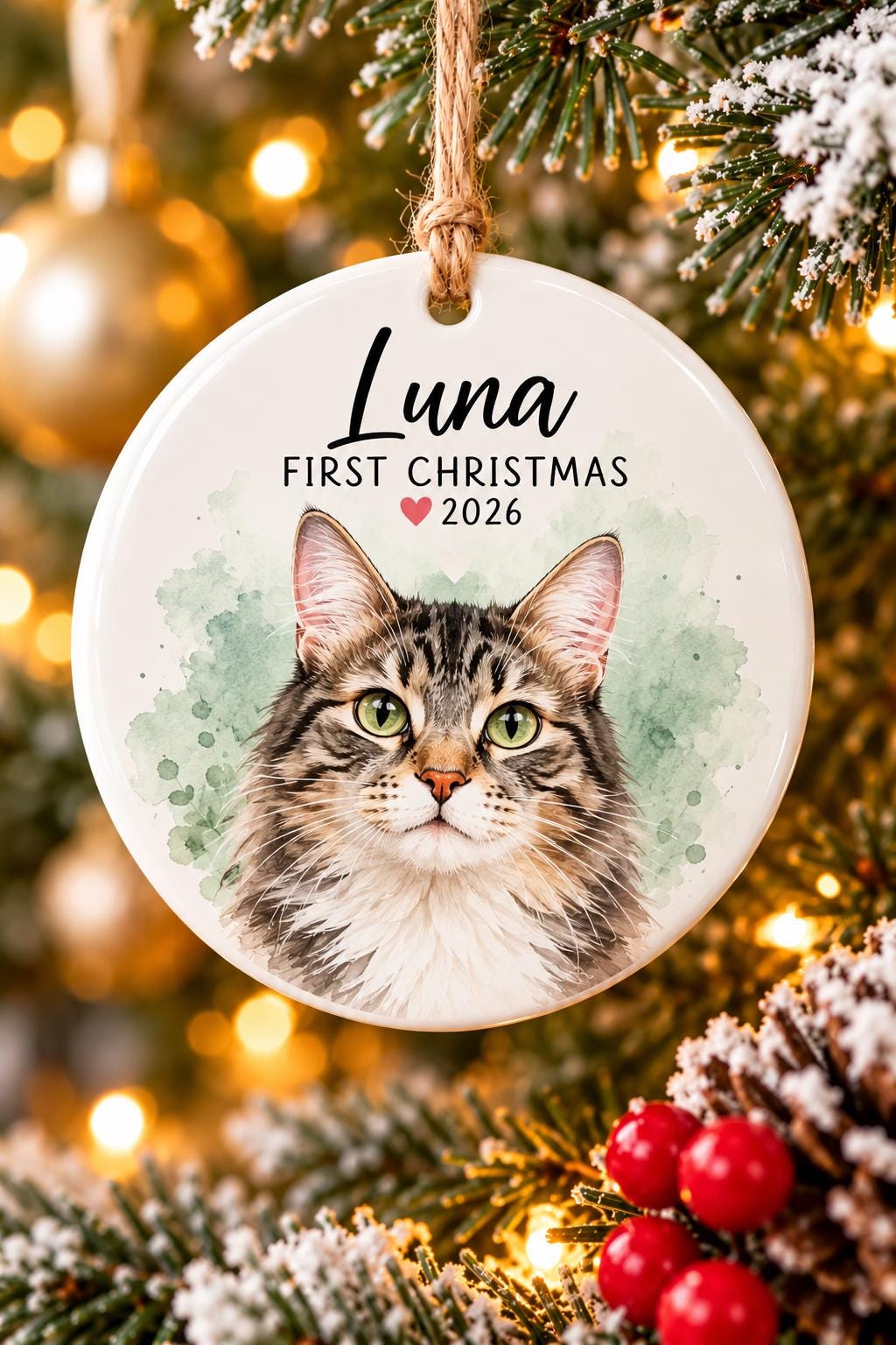 Personalized Pet Christmas Ornament, Custom Dog Cat Name Ornament 2026, Colorful Pet Lover Christmas Gift, Dog Mom Cat Mom...