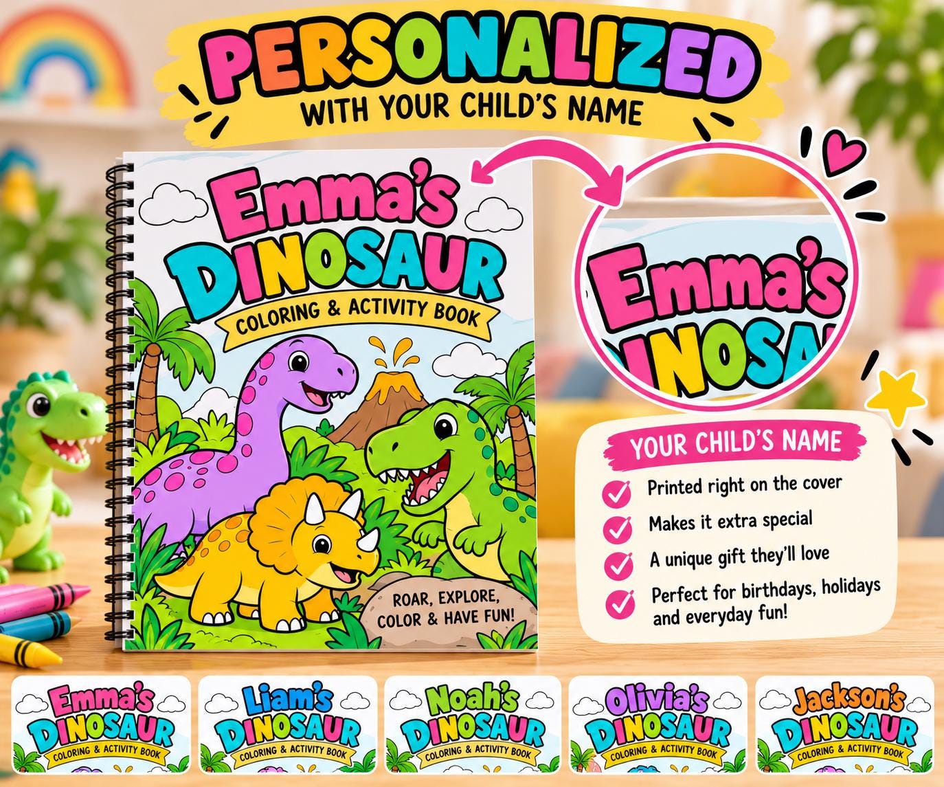 Personalized Children's Coloring Book PDF, Instant Digital Download Activity, Custom Name Coloring Pages for Kids, Printab...