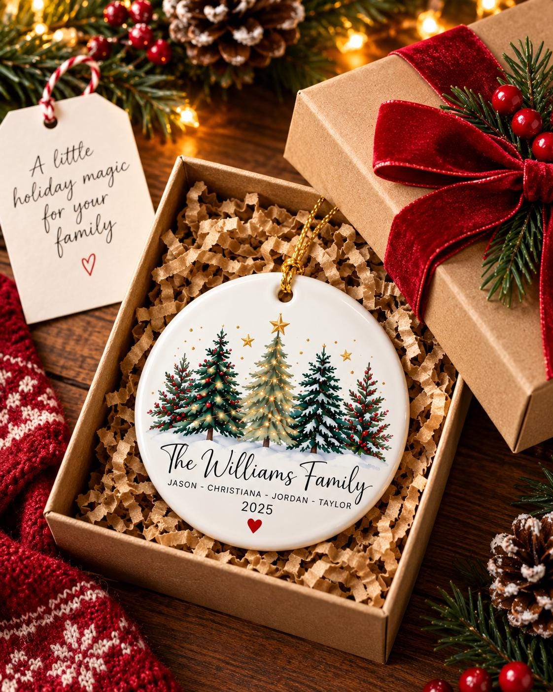 Personalized Family Christmas Ornament 2026, Custom Family Name Ornament, Colorful Ceramic Christmas Tree Ornament, Unique...