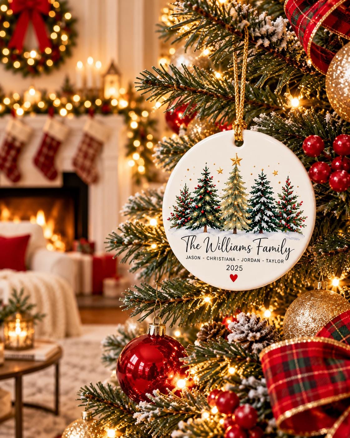 Personalized Family Christmas Gift, Custom Family Name Ornament 2026, Unique Ceramic Christmas Ornament, Gift for Family -...