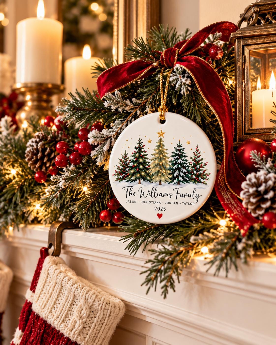 Personalized Family Christmas Gift, Custom Family Name Ornament 2026, Unique Ceramic Christmas Ornament, Gift for Family -...