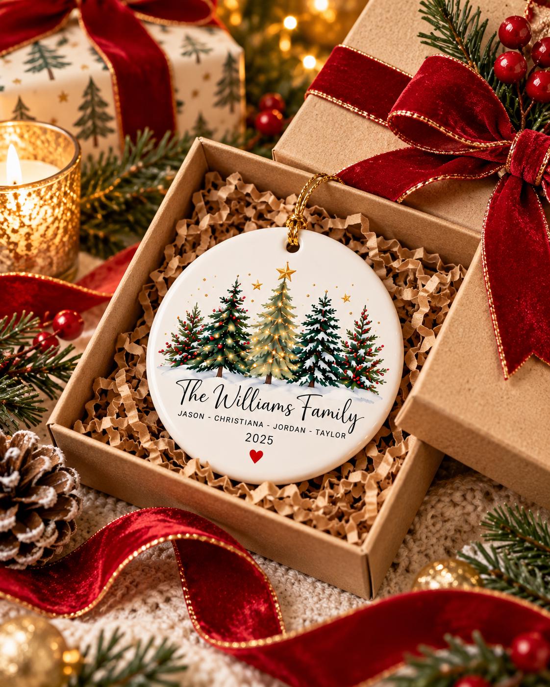 Personalized Family Christmas Gift, Custom Family Name Ornament 2026, Unique Ceramic Christmas Ornament, Gift for Family -...