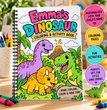 Personalized Children's Coloring Book, Custom Name, Dinosaur Theme (Ages 3-8) - back view